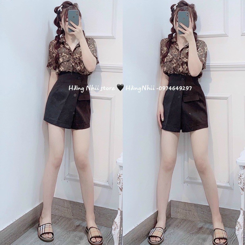 [Mã WASKT410K giảm 10K đơn 50K] Áo sơ mi lụa cộc tay hoạ tiết chữ to | BigBuy360 - bigbuy360.vn