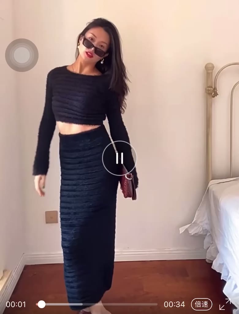 Set bộ len lông thỏ croptop tay dài phối chân váy ôm xẻ! (có sẵn, hình thật) THẢO NGỌC STORE | BigBuy360 - bigbuy360.vn