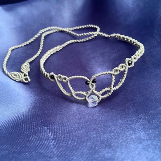 Vòng cổ macrame choker. Dây chuyền handmade phối pha lê