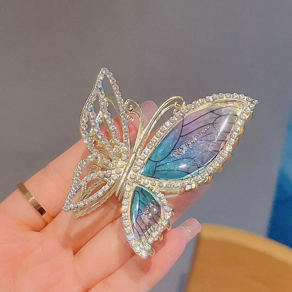 [Hàng thiết kế] Kẹp tóc càng cua kim loại đính nơ ren chấm bi và hạt châu xinh xắn cỡ lớn dành cho bạn nữ