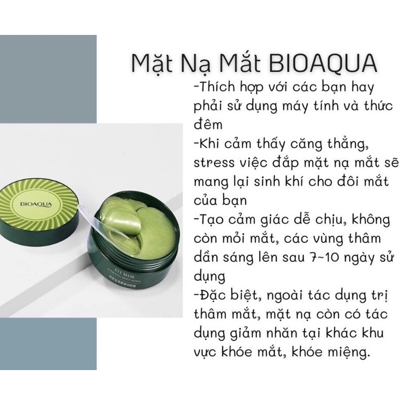 Hộp 60 Miếng Mặt Nạ Dưỡng Mắt, Giảm Quầng Thâm, Bọng Mắt, Nhăn Mắt Của Bioaqua