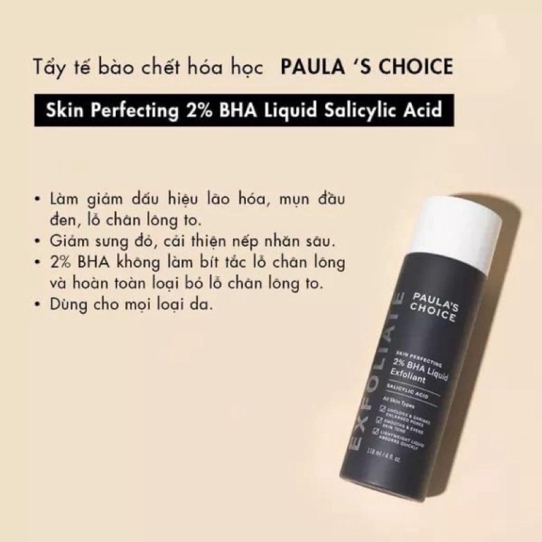 Tẩy Tế Bào Da Chết Paula Choice Skin Perfecting 2% BHA  mini Liquid 30ml 118ml - Bác Exfoliant Sĩ Hoa