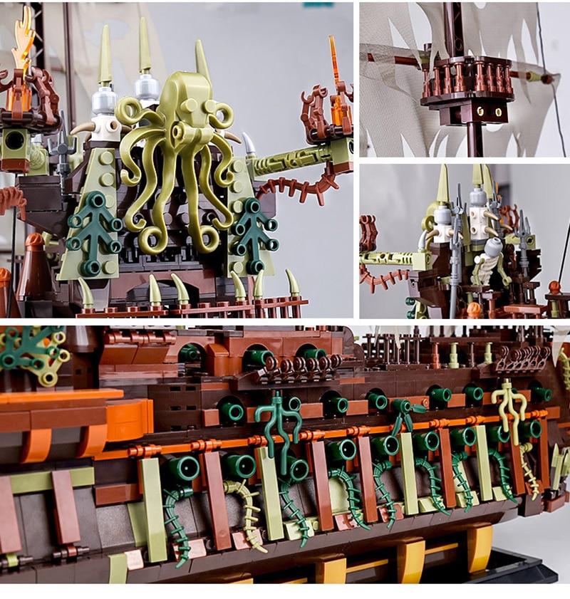 Đồ chơi giáo dục lắp Ráp mô hình Tàu cướp biển  Mould King 13138 MOC Movie16016 Flying Dutchman Ship
