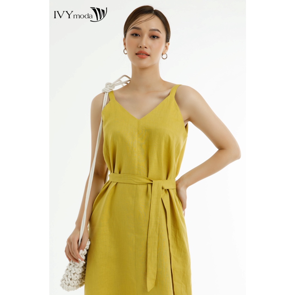 Đầm Linen nữ phối đai IVY moda MS 40B9360