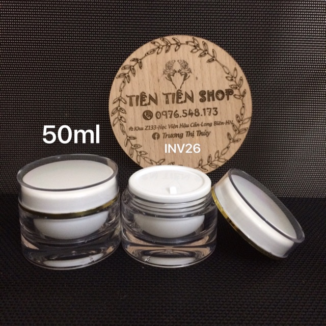 Hũ nhựa trắng tròn 50ml viền vàng cao cấp
