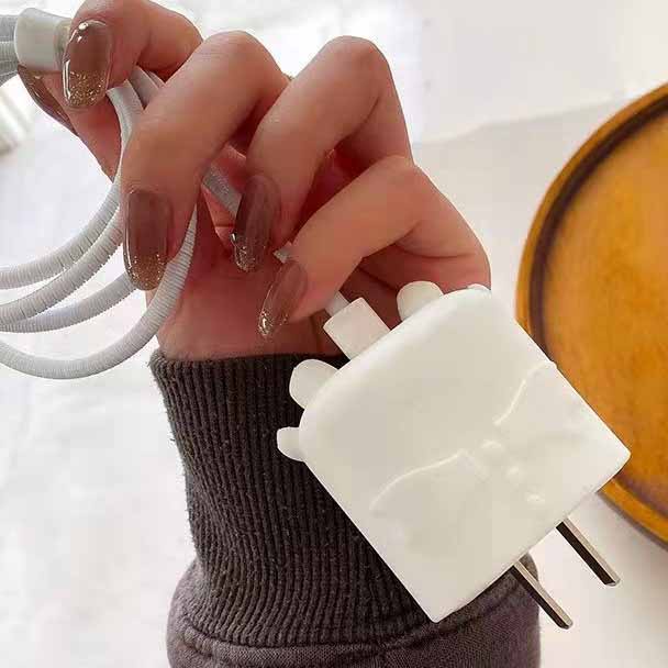 Bộ Phụ Kiện Bảo Vệ Dây Cáp Sạc iPhone 18w / 20w Hình Khủng Long Dễ Thương