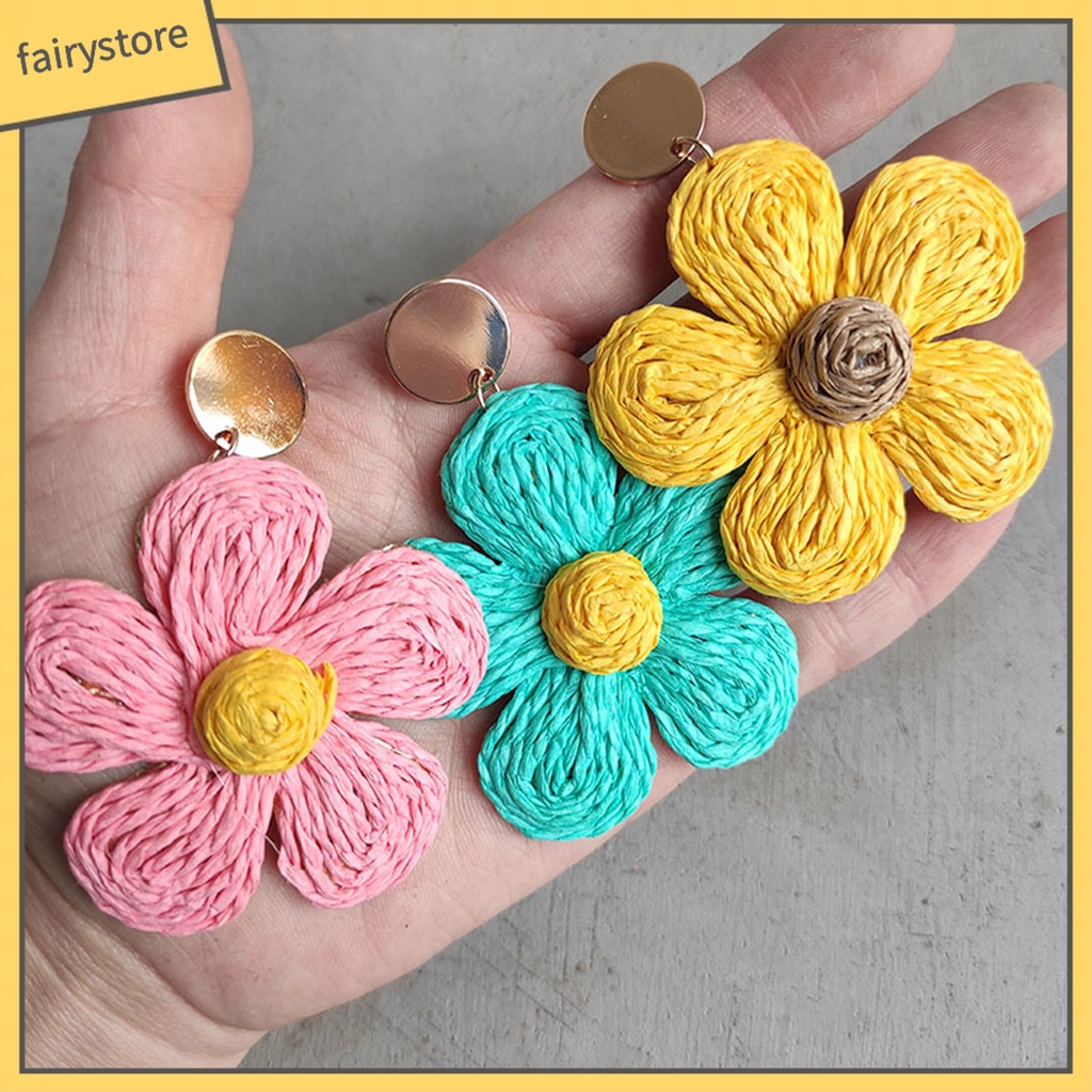 1 Đôi Bông Tai Hình Hoa Màu Sắc Tươi Sáng Phong Cách Kỳ Nghỉ Cho Nữ