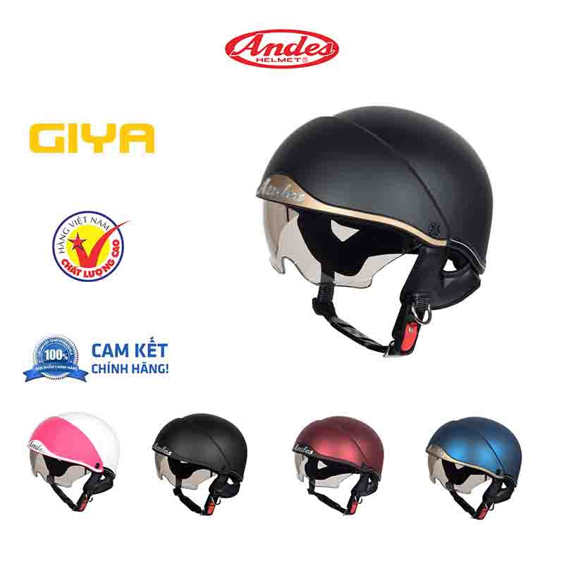 Mũ bảo hiểm nửa đầu Andes có kính âm 139 đi xe máy cho nam và nữ