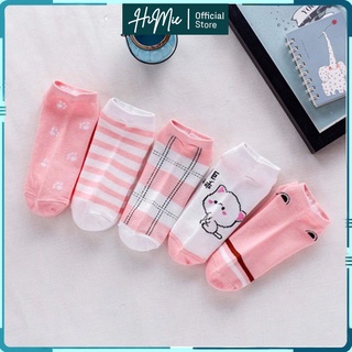 Tất nữ cổ ngắn cute combo 5 đôi, tất nữ cổ ngắn hàn quốc dễ thương HiMie