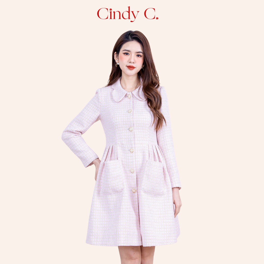 Áo khoác Dolores CINDY C chất liệu dạ Tweed thanh lịch 924