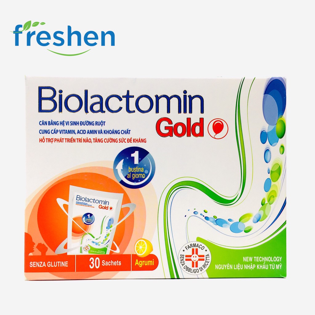 Cốm Biolactomin gold hỗ trợ tiêu hóa trẻ biếng ăn kém hấp thụ hộp 30 gói