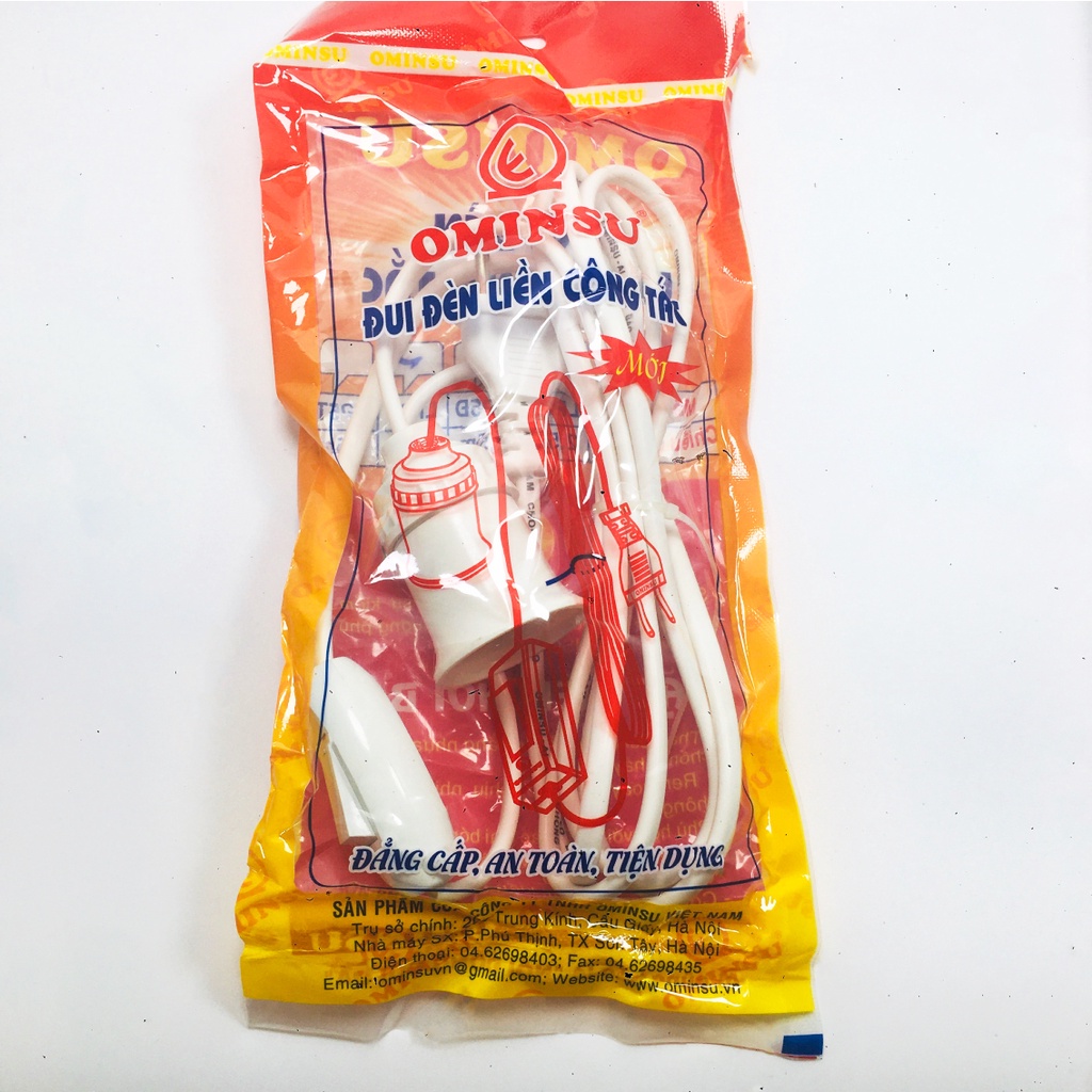 Đui đèn liền dây OMINSU , đui đèn xoáy E27 đấu sẵn dây và công tắc Ominsu