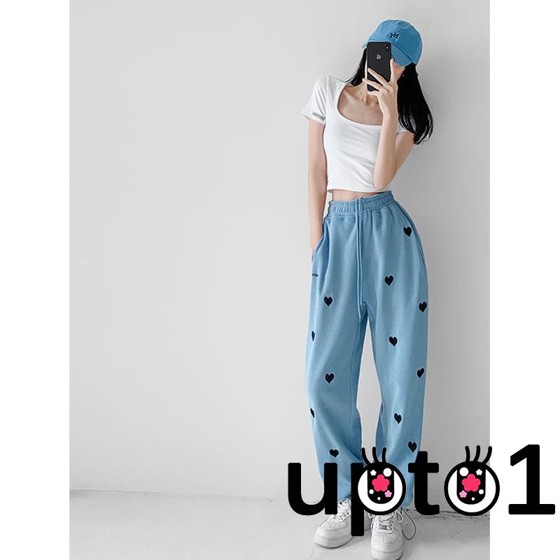 Quần Dài Nữ Ống Rộng Họa Tiết Trái Tim Thời Trang Cá Tính | BigBuy360 - bigbuy360.vn