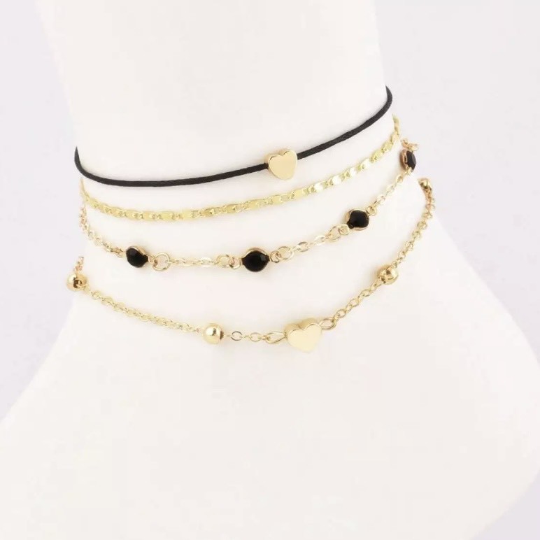 SET 4 LẮC CHÂN, DÂY ĐEO CHÂN CÁ TÍNH, PHONG CÁCH HÀN QUỐC ULLZANG