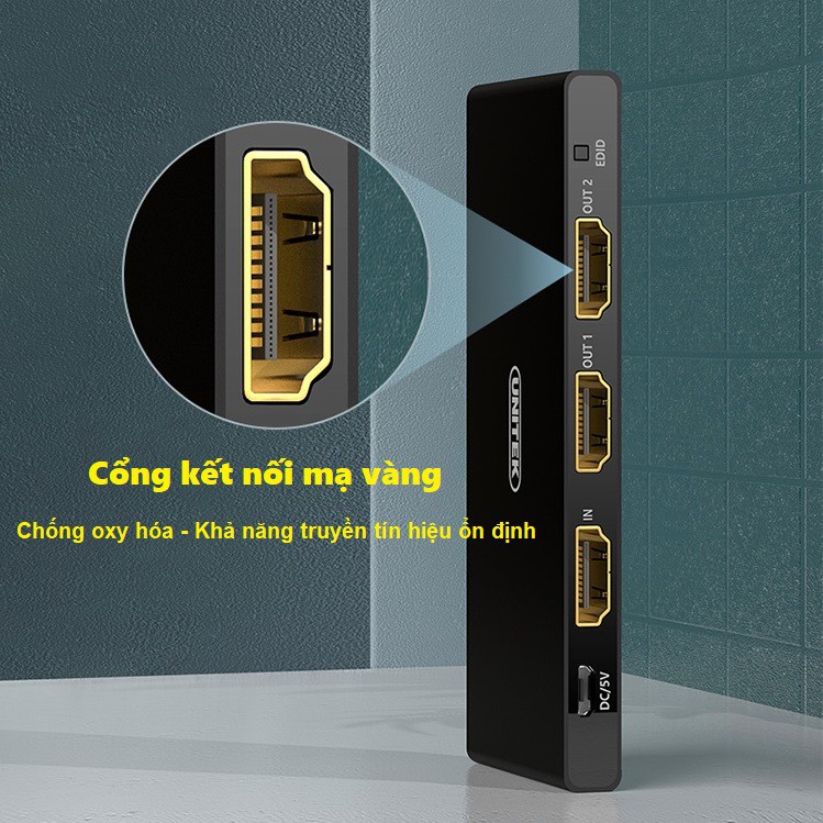 HDMI Splitter 1 in 2 out Unitek 118A - Bộ chia HDMI Unitek 1 vào 2 ra hỗ trợ 4k V118A