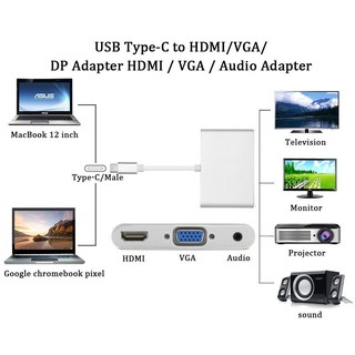 Cáp chuyển USB Type-C to HDMI / VGA + Audio