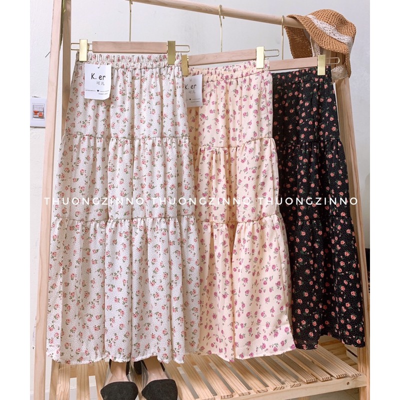[Ảnh thật/Video] Chân váy hoa nhí 3 tầng Hàng Quảng Châu có lớp lót trong mềm đẹp Chân váy hoa vintage | BigBuy360 - bigbuy360.vn