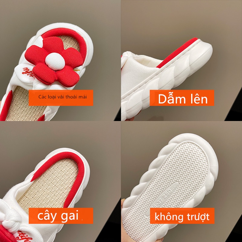💗 Dép Nữ Dép đi Trong Nhà 💗 Dép  Vải Lanh Họa Tiết Hoạt Hình Dễ Thương Cho Nữ