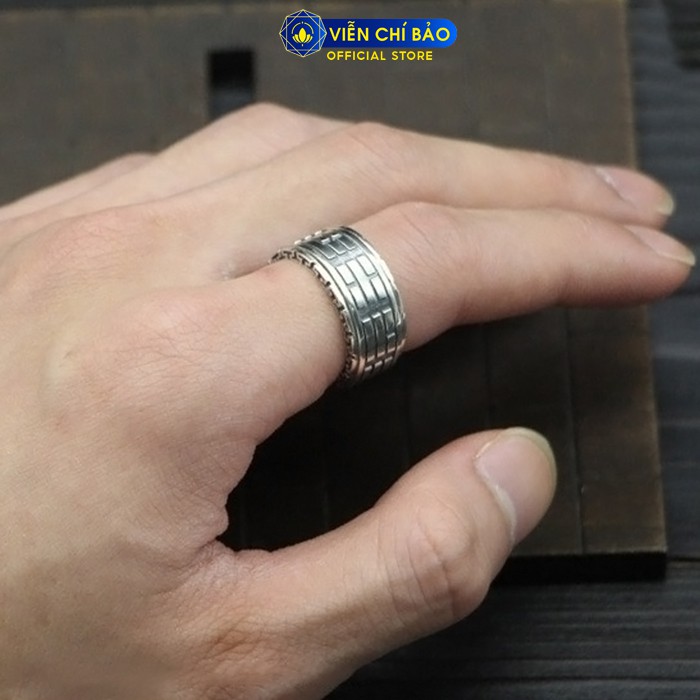 Nhẫn bạc nam Thái Cực Đồ Thuyết bát quái xoay chất liệu bạc Thái 925 thương hiệu Viễn Chí Bảo N100699