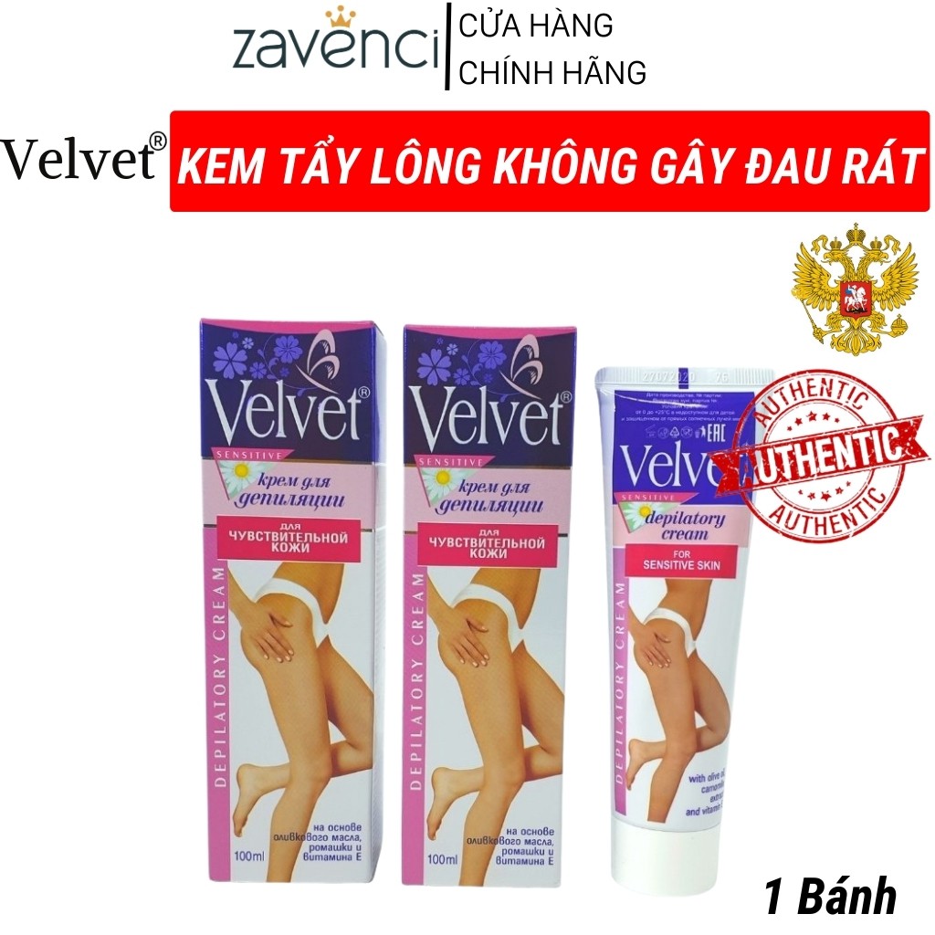 Kem Tẩy Lông VELVET NGA Chính Hãng Tẩy Lông Sạch Sẽ Không Gây Đau Đớn Dùng Được Cho Mọi Vùng Da (100ml)