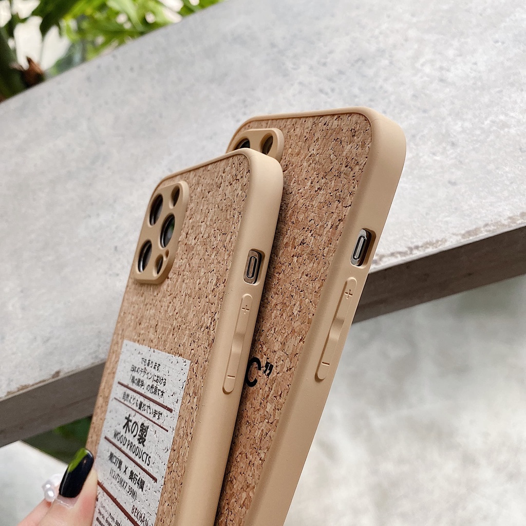 Ốp Điện Thoại Chống Sốc Họa Tiết Vân Gỗ Hợp Thời Trang