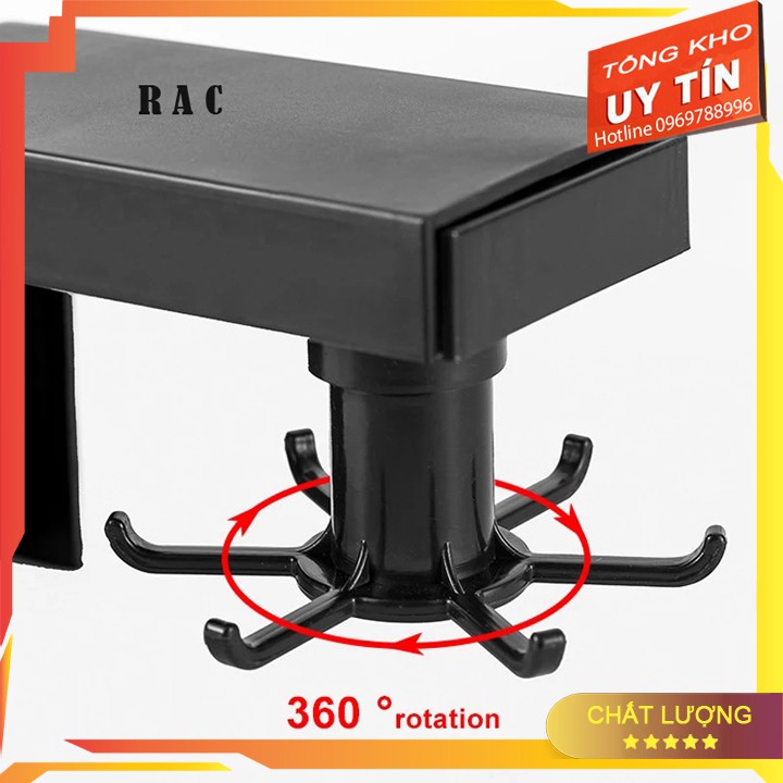 –  Giá nhựa dán tường 6 móc xoay treo đồ nhà bếp nhà tắm