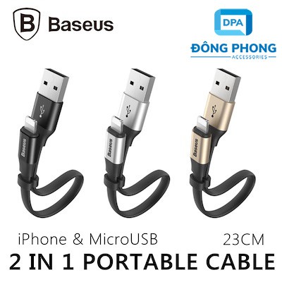 Cáp Baseus Đa Năng 2 in 1 Micro USB & Lightning Dài 23cm