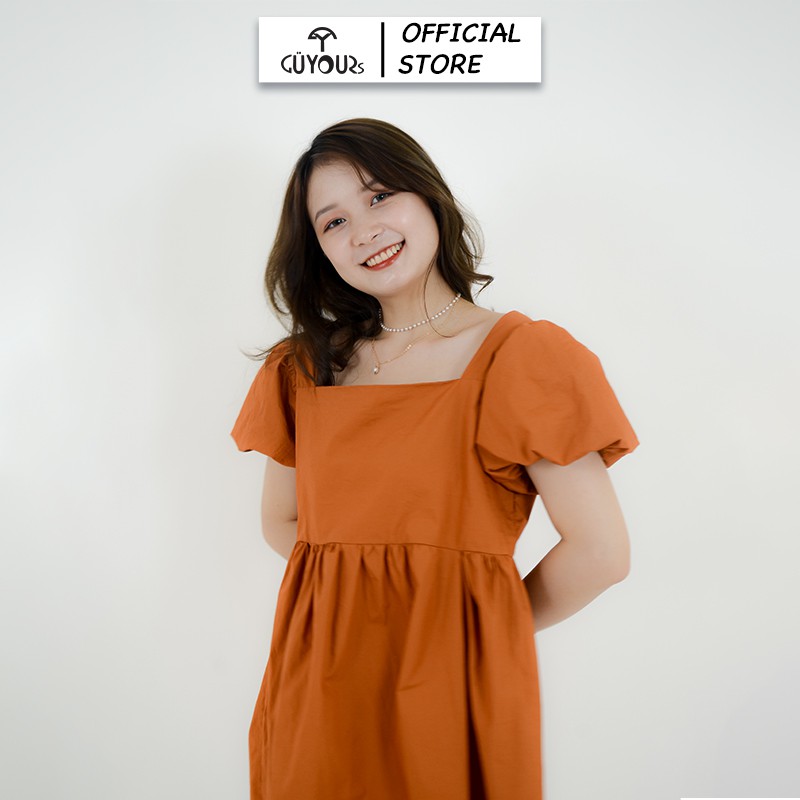 [TẶNG QUÀ KẸP TÓC ] Đầm tay phồng Babydoll GUYOURs thiết kế cổ vuông dáng xòe cute freesize GUV111 | BigBuy360 - bigbuy360.vn