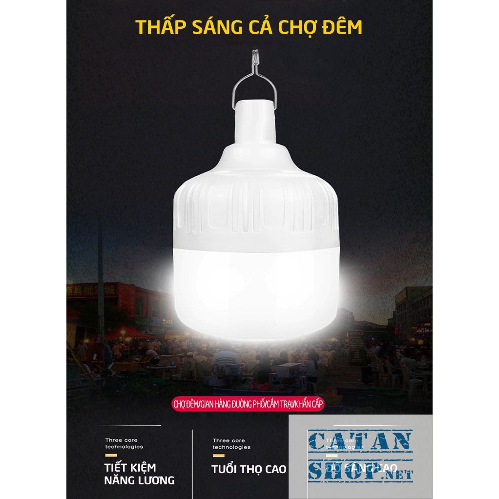 Bóng đèn LED sạc tích điện, đèn led sạc pin ánh sáng trắng, có móc treo kèm theo, chống thấm nước, công suất 20W HL146