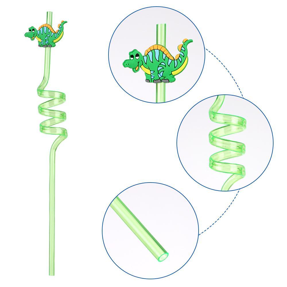 1 Ống Hút Hình Khủng Long Hoạt Hình Vui Nhộn Có Thể Tái Sử Dụng Cho Bé