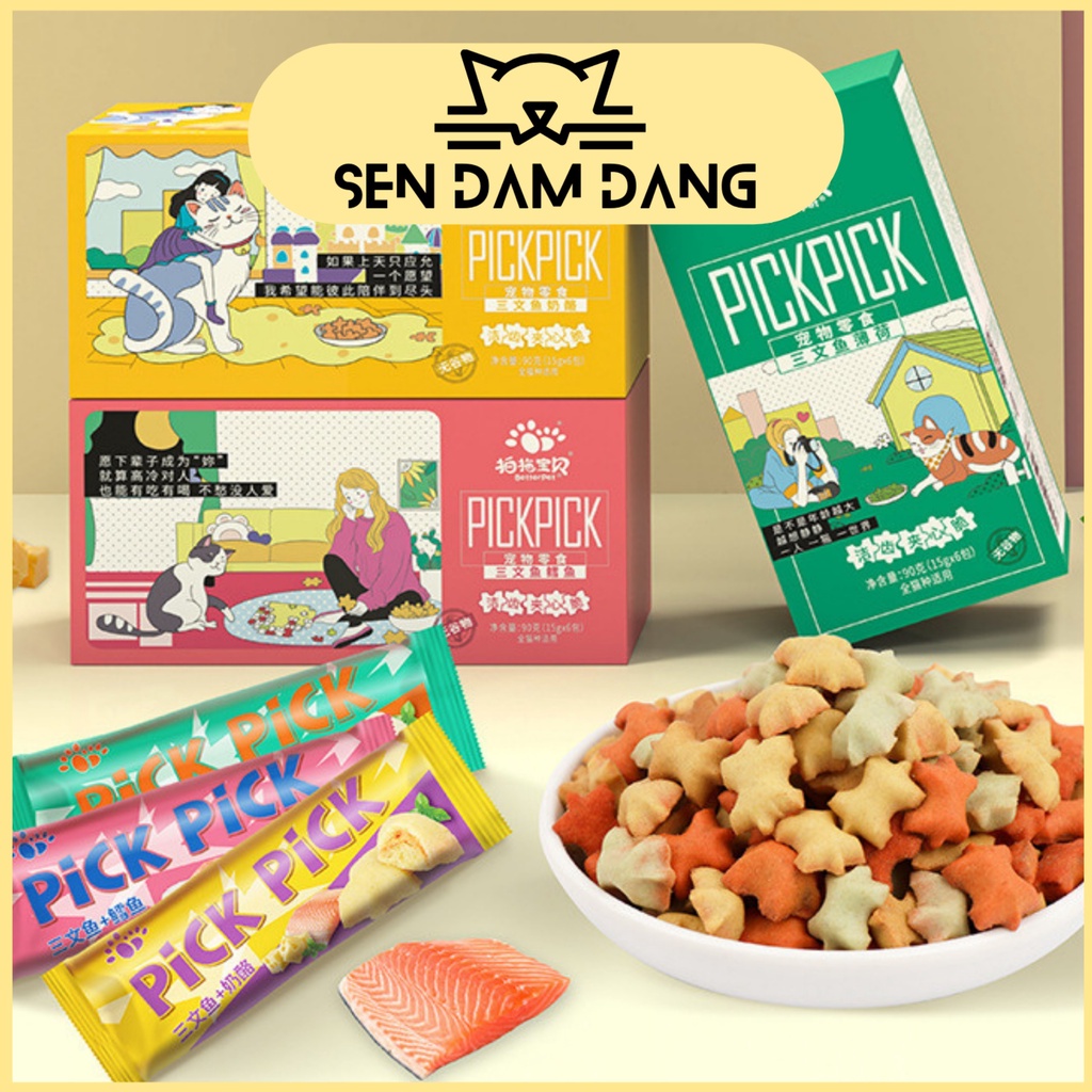 Bánh Thưởng Snack Cá Hồi Pick Pick Cho Mèo - Gói 15 Gram