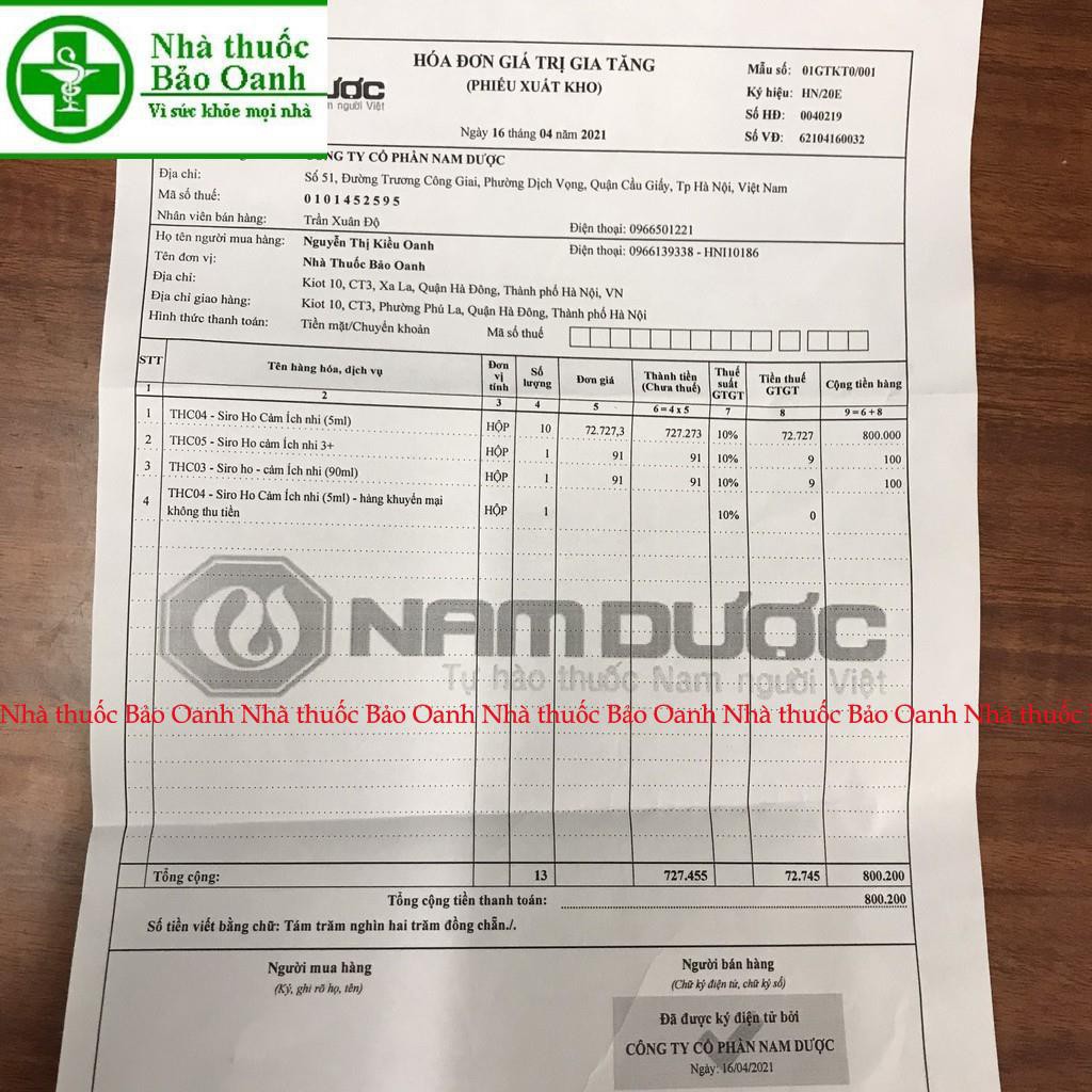 Siro Ho Cảm Ích Nhi 90ml