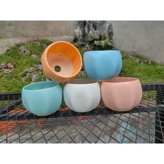 Chậu sứ bát tràng hình bóng lõm - Nhiều màu - Solar Garden