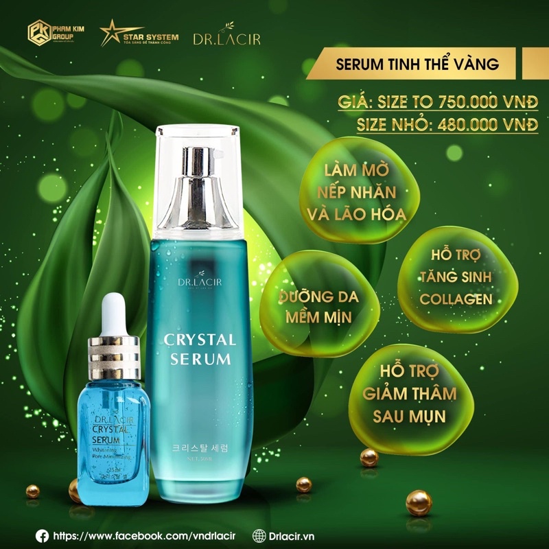 Serum Tinh Thể Vàng 24K Drlacir,Chai 50ml,dưỡng da từ bên trong,dưỡng trắng da,tăng sinh collagen,làm giảm nếp nhan