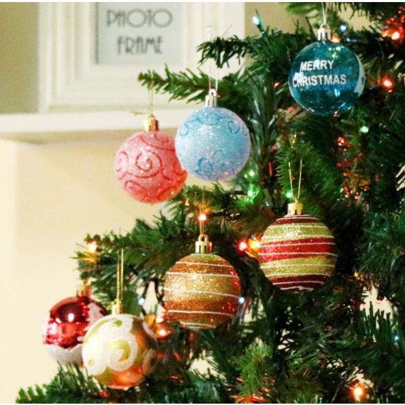 Hộp 24 quả châu 6cm trang trí cây thông Noel, trang trí giáng sinh Ánh Kim