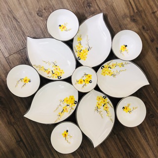 Bộ bát đĩa lá xoài