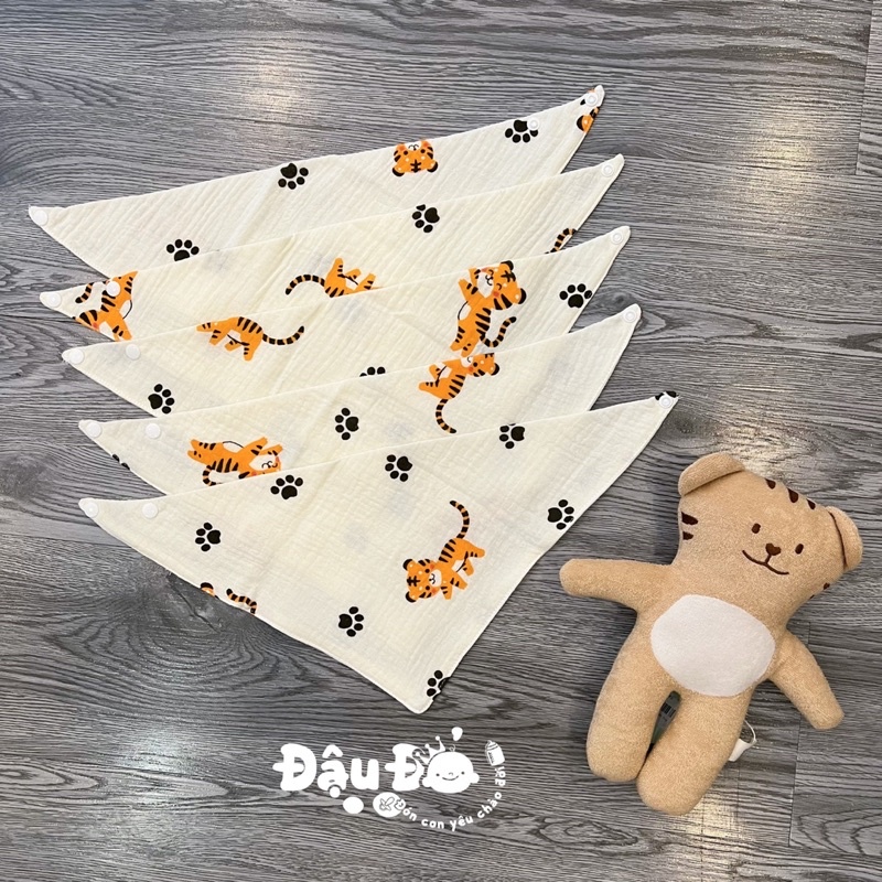 Set 5 Yếm Tam Giác Muslin Sợi Tre 4 Lớp