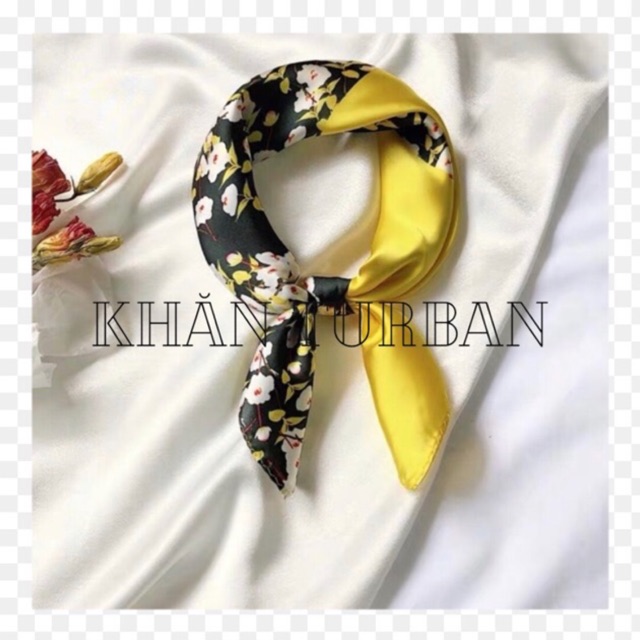 Khăn bandana choàng cổ lụa vuông mini size 53x53cm - Khăn turban