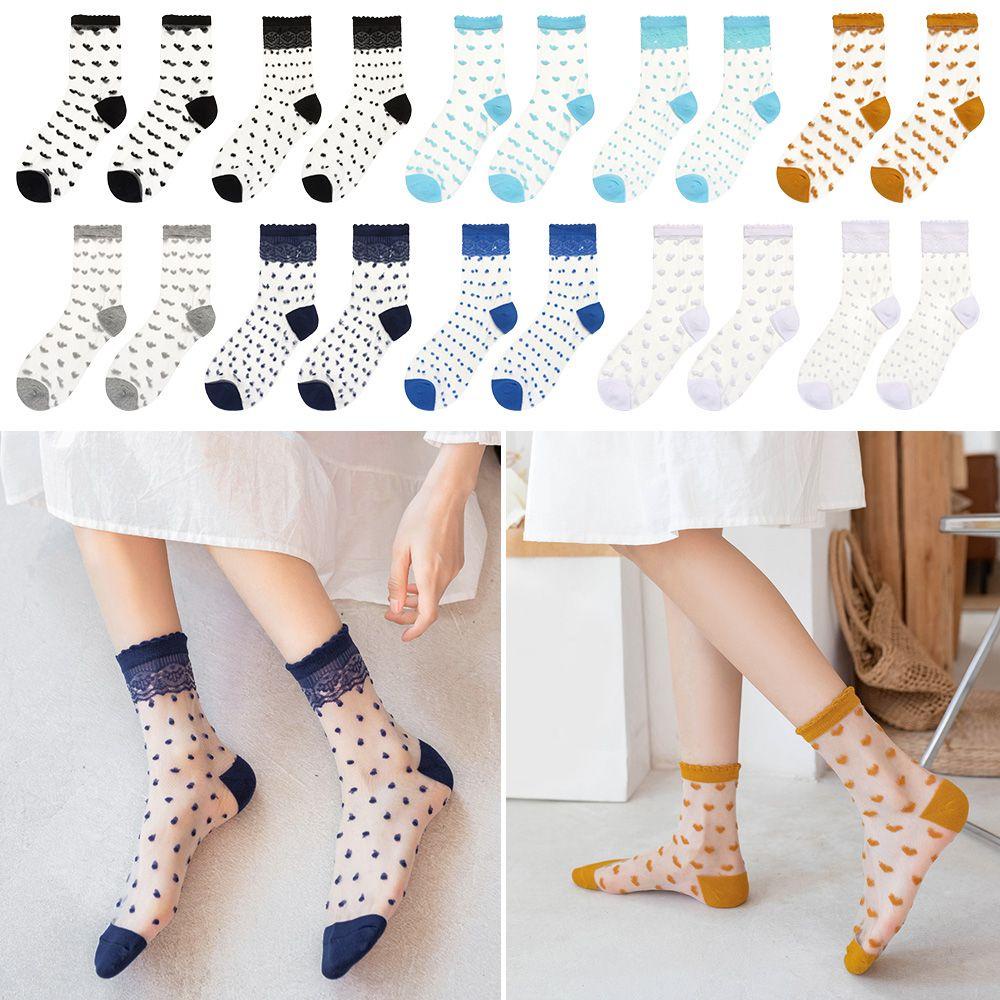 Vớ Mắt Cá Chân LEILY Mùa Hè|Vớ Trong Suốt Chấm Bi Lụa