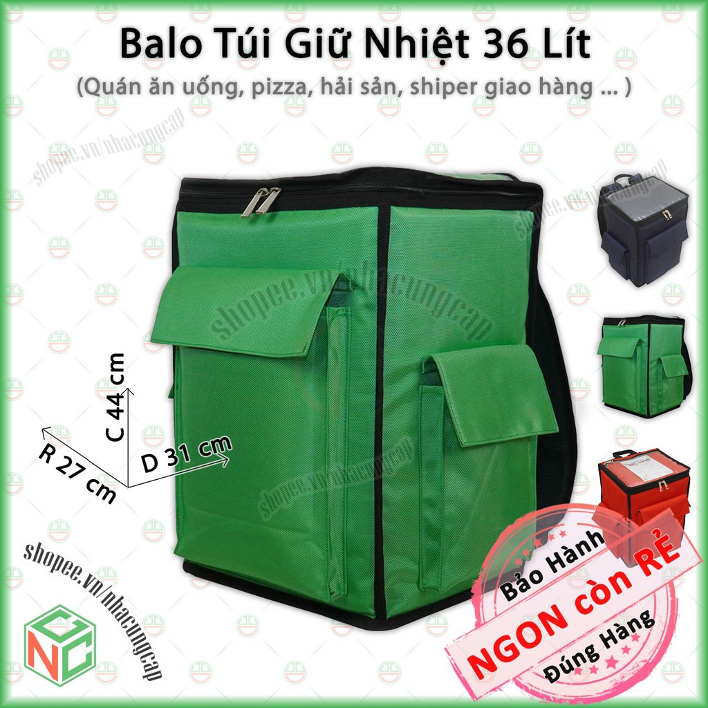 Balo Túi Giữ Nhiệt Đa Năng 36 Lít - Dài31xRộng27xCao44cm - Chuyên Dùng Cho Quán Ăn Uống, Shiper Giao Hàng - NKT-7166-36L