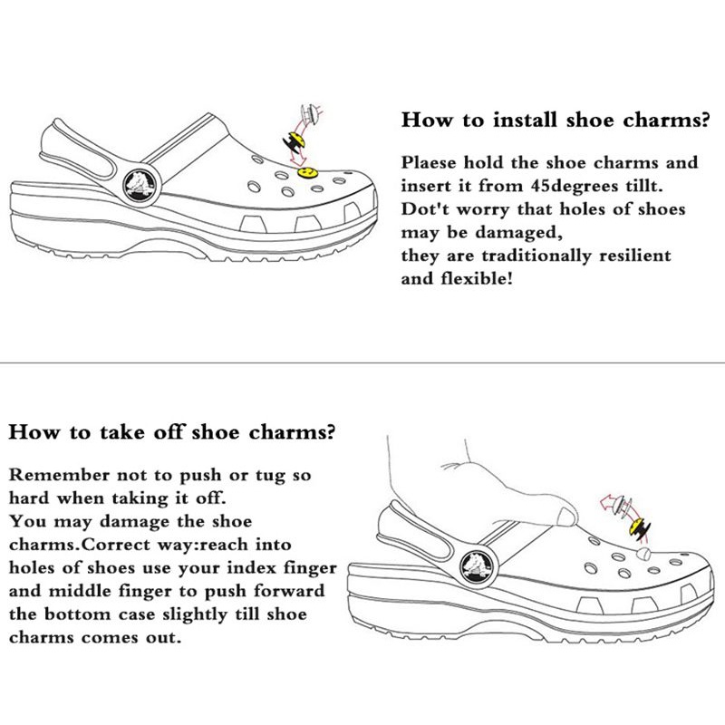 Phụ Kiện Trang Trí Giày Bằng Cao Su Mềm Hình Cá Sấu/Hoa Bằng Nhựa PVC
