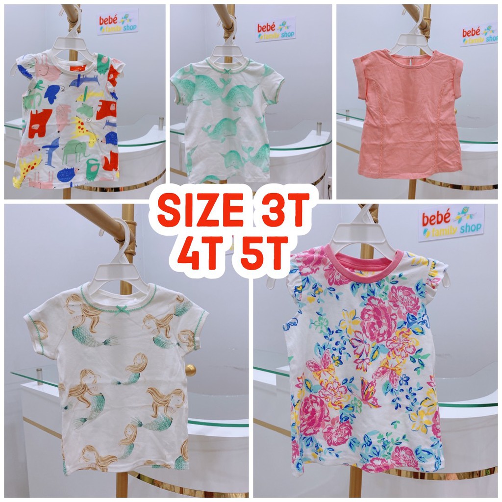 [Size 3T - 5T] Áo thun cotton tay ngắn/ cộc tay/ cánh tiên/ sát nách cho bé gái Carters, Next, hàng xuất dư xịn