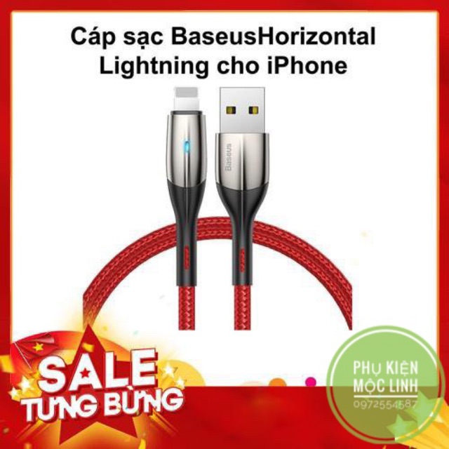 [1m và 2m] Cáp sạc và truyền dữ liệu tốc độ cao Baseus Horizontal Data Lightning cho iPhone iPad 2.4A