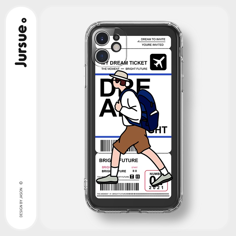 Ốp lưng JURSUE viền vuông chống sốc hình dễ thương đẹp cho iPhone 13 12 11 Pro Max SE 2020 X XR XS ip 8 7 6 6S Plus Y77
