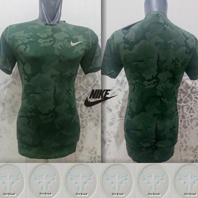 Áo Thun NIKE Màu Xanh Quân Đội Thích Hợp Chạy Bộ Tập Gym Thời Trang Cho Nam