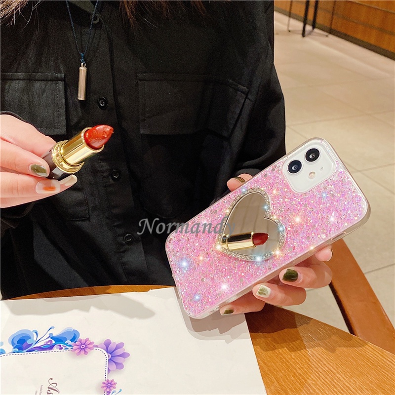 Ốp Điện Thoại TPU Dẻo Gắn Gương Soi Kim Tuyến Lấp Lánh OPPO Reno8 8Z 8Pro Reno 8 7 7Z 7Pro 6Z 6 Z Pro 5G 4G