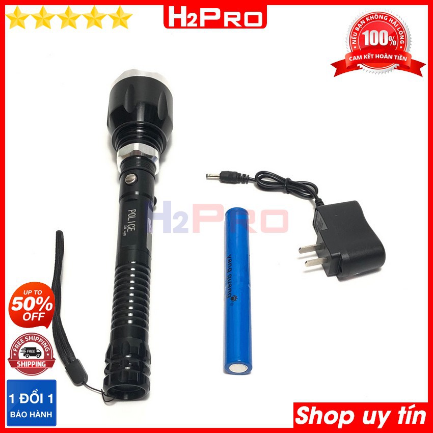 Đèn Pin siêu sáng Police XSL-418 H2Pro cao cấp chiếu xa 500m-pin sạc-thân hợp kim,3 chế độ thường-chói-chớp(tặngsạc 50K)