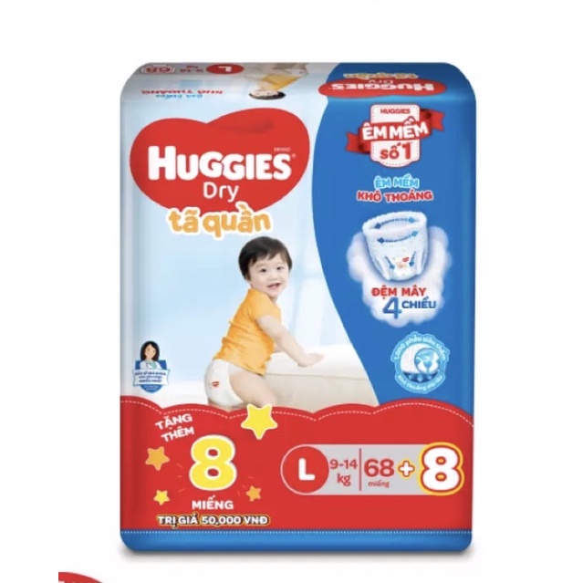 TÃ QUẦN HUGGIES L68 mẫu mới