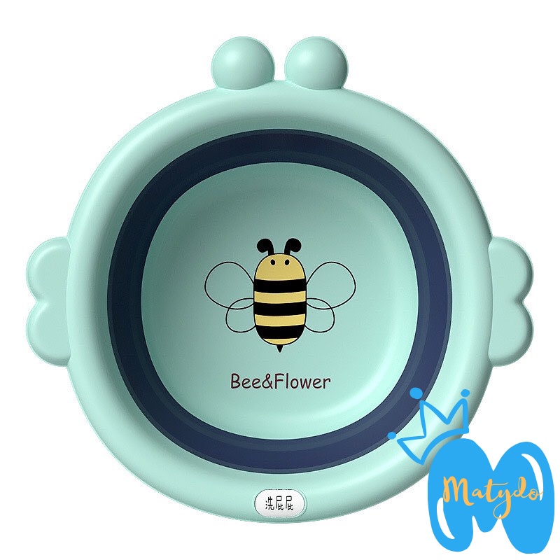 Chậu rửa mặt cho bé sơ sinh gấp gọn chất liệu silicon an toàn cho trẻ hình chú ong