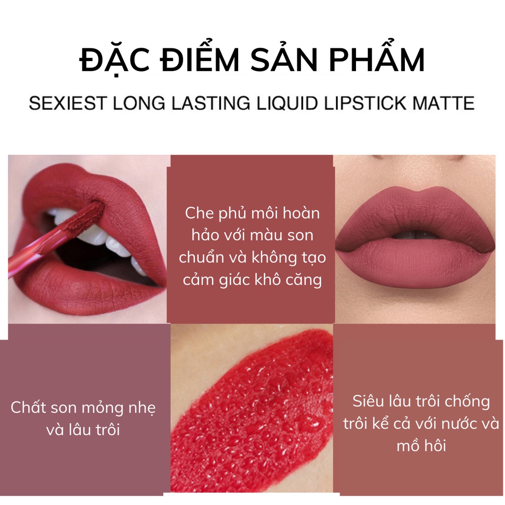 Set 6 Son Kem Lì HANDAIYAN Màu Sắc Thời Thượng Lâu Trôi Chống Thấm Nước Nội Địa Trung E5